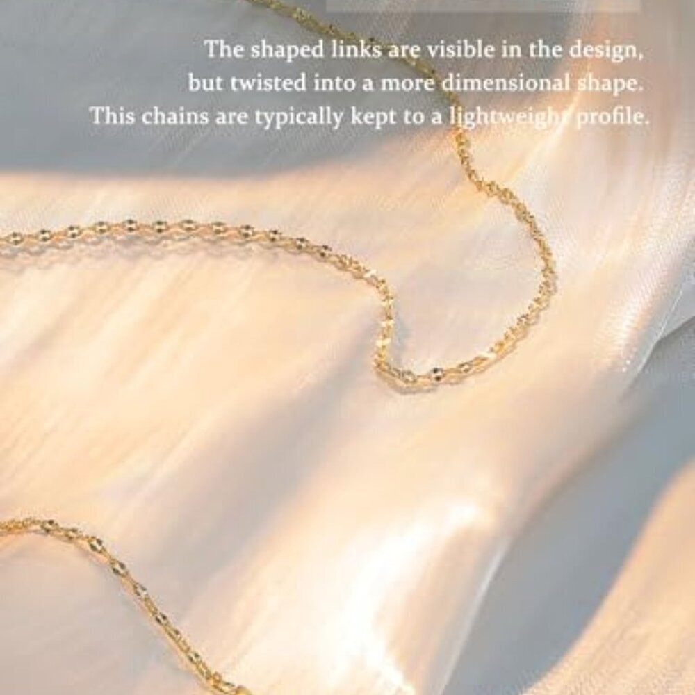 Dainty Gold Plated Chain Necklace Minimalist Chic Adjustable Length - Picture 3 of 8